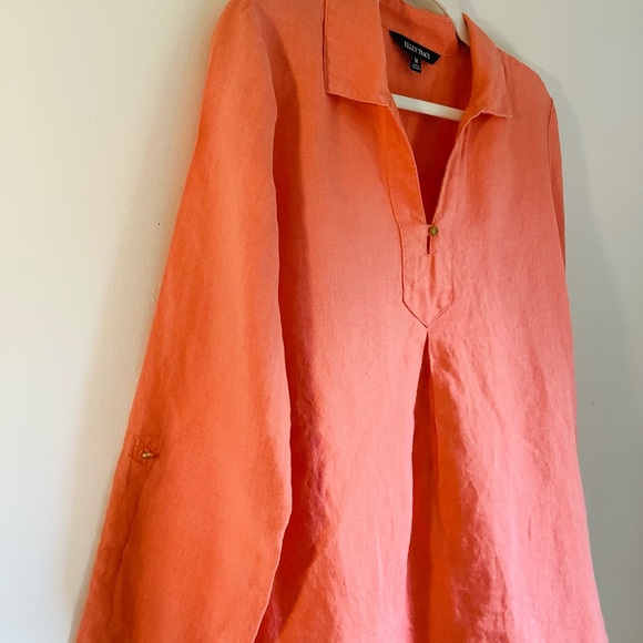 Ellen Tracy orange linen blouse SIZE M - Picture 4 of 11